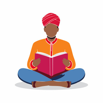 Man in Turban Reading a Book