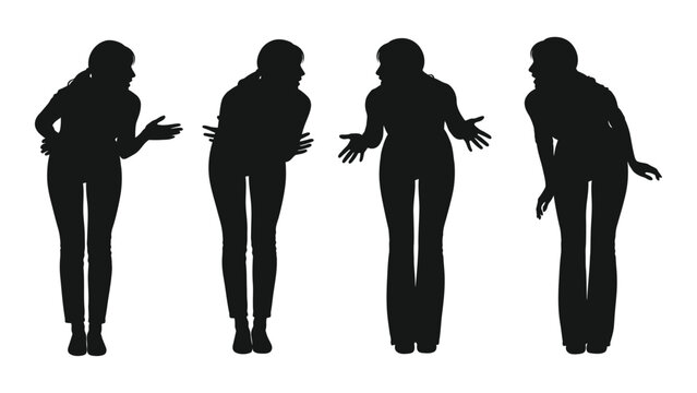 Four female silhouettes in varying poses black against a white background silhouette