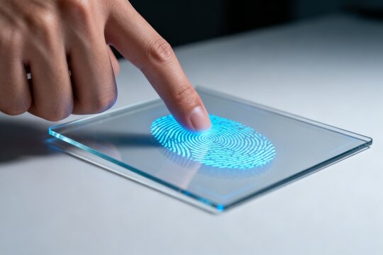 Finger touching digital fingerprint scanner