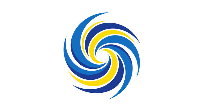 Abstract Swirl Blue Yellow Cyclone Wind Energy Symbol