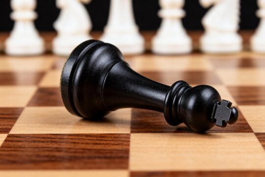 Falling chess piece on board