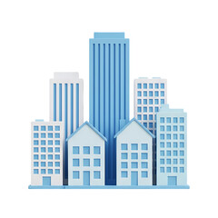 Fototapeta premium Stylized Blue and White City Buildings