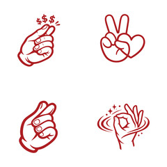 Fototapeta premium Hand gestures for success money peace and magic during creative design Isolated on white background