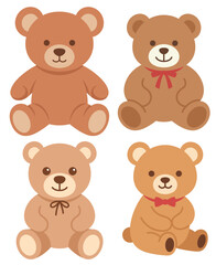 Fototapeta premium Teddy Bear Illustration Pack with Cute Plush Toy Characters for Children's and Nursery Design Projects