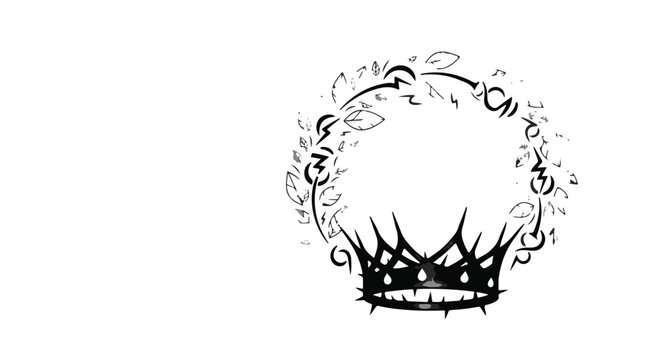 black crown with thorns and floral wreath