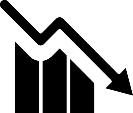 Black financial growth and decline icon vector for business analytics, profit loss chart, market trends, economic performance, investment strategy and corporate finance illustration