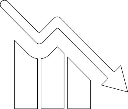Black financial growth and decline icon vector for business analytics, profit loss chart, market trends, economic performance, investment strategy and corporate finance illustration