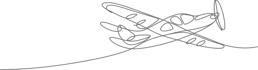 Airplane in flight line art vector illustration with airplane propeller aviation © MdMujahidFakir