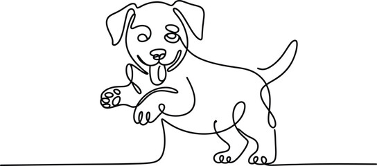 Happy puppy dog line art vector illustration with continuous friendly minimalist © MdMujahidFakir