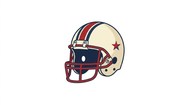 American Football Helmet with Star Emblem and Stripes.