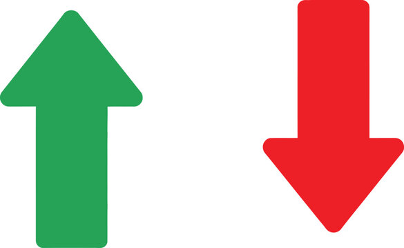 Green arrow pointing up and red arrow pointing down icons Vector