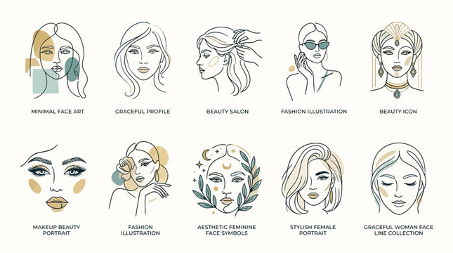 Diverse Women Faces with Makeup.