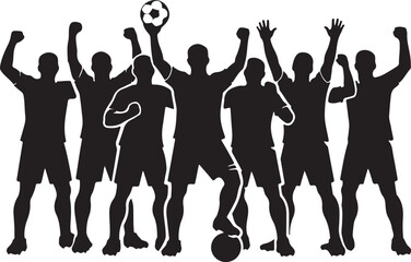Fototapeta premium team celebration silhouettes, raised hands