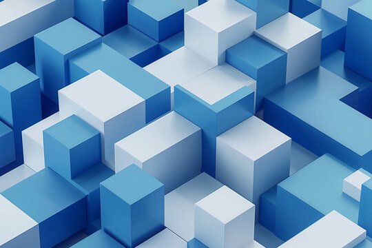 Abstract isometric 3D blocks geometric background