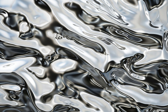 Flowing liquid mercury silver metal surface background