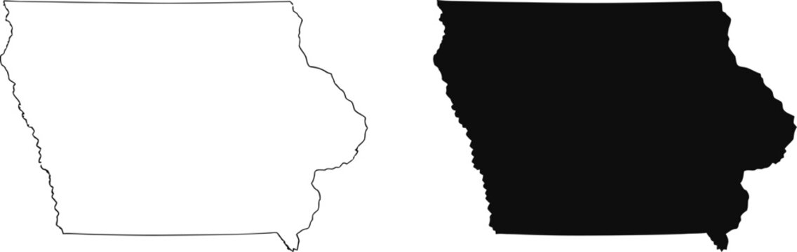 Iowa state map outline and silhouette shape Vector