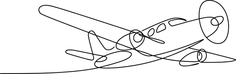 Abstract line art of a propeller airplane taking off vector illustration with airplane, propeller  © MdMujahidFakir