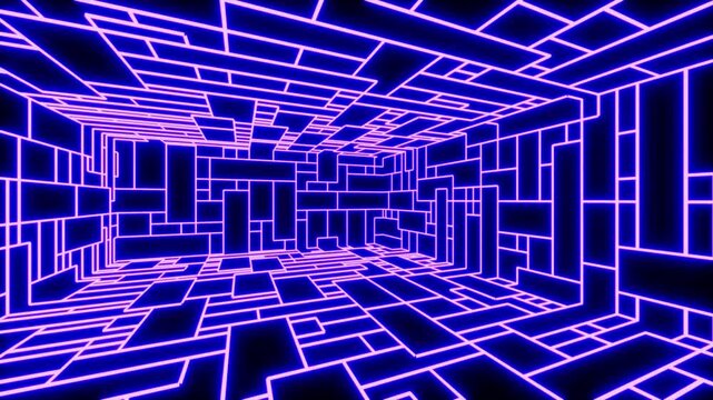 Cyberspace purple grid room tech bg able to loop endless 4k
