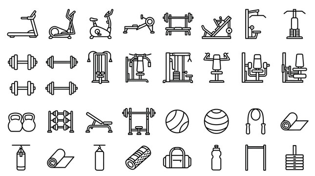 Fitness icons for gym and workout.