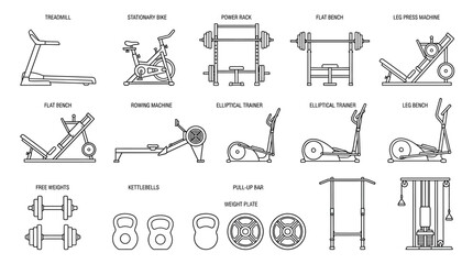 Gym equipment for strength training exercises. © Sunarto