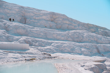 Fototapeta premium Puffy white travertine wall with cloud-like formations in Pamukkale