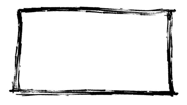 Grunge Black Stop Motion Frame.Hand drawn textured border video effect on white background.