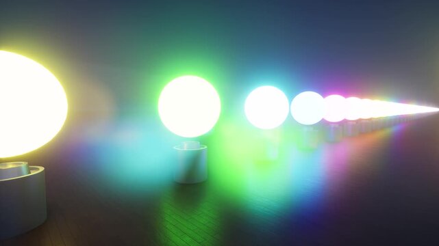 Led spheres lights in row festive bg 4k
