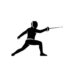 Fototapeta premium Fencer Silhouette in Attack Pose with Sword.