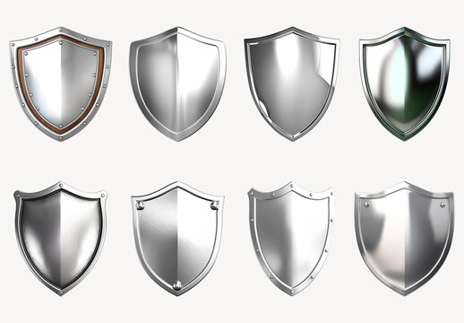 Set Of Eight Metallic Shield Elements