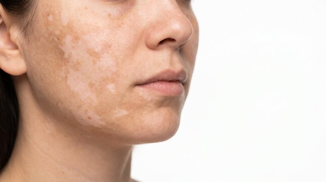 Close Up of Facial Tinea Versicolor Skin Condition on Human Face