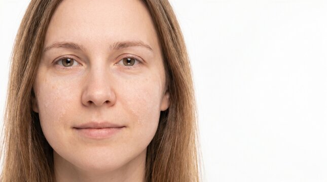 Close Up of Facial Tinea Versicolor Skin Condition on Human Face