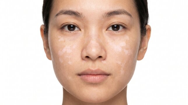 Close Up of Facial Tinea Versicolor Skin Condition on Human Face