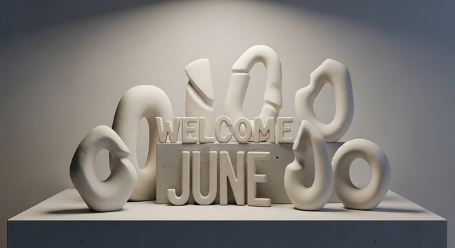 Vintage calendar with classical design elements for June month.