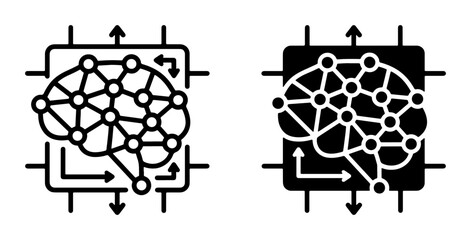 Neural Network Brain Icon Set, Artificial Intelligence Concept, Machine Learning Symbol, Cognitive Process Illustration, Data Processing Vector © Raju