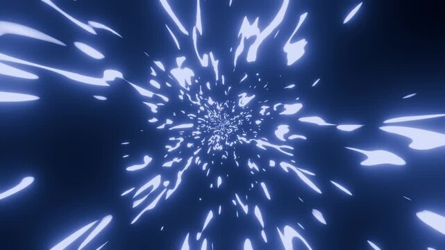 Anime Blue Warp Speed Loop - Sci-Fi Cosmic Hyperspace. Neon Fast Motion Graphics Background.