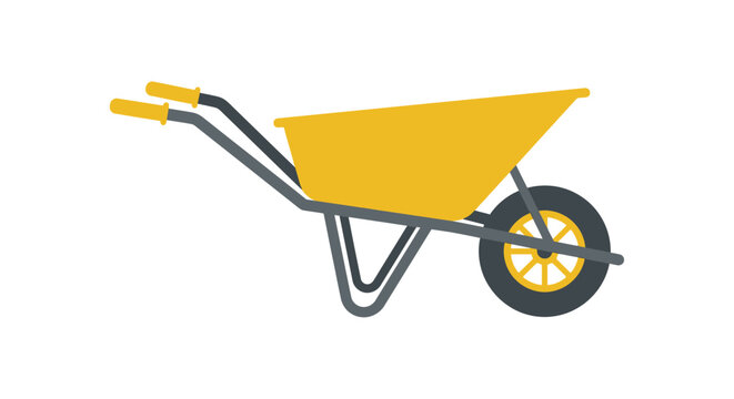 Yellow Wheelbarrow Illustration On White Background Garden Tool Depiction