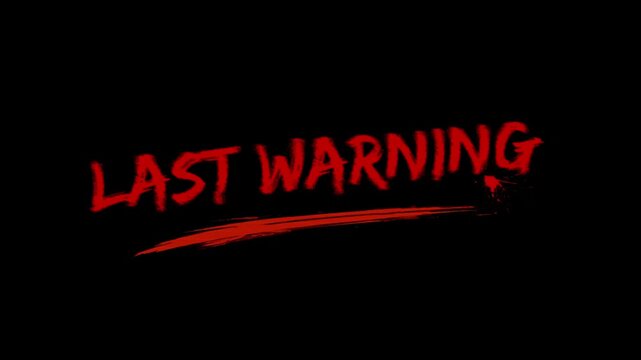 Last warning message in red on dark background