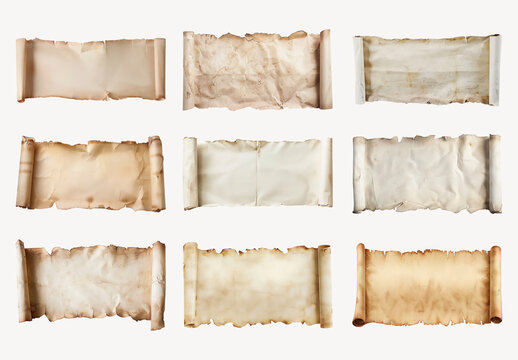 Vintage Scrolls With Aged Texture Element Design Set