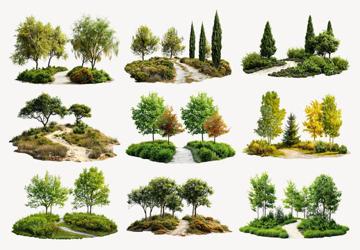 Diverse Landscape Garden Paths Element Design Set