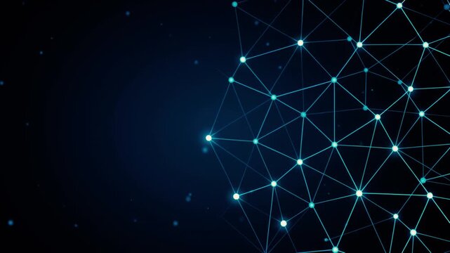 Classic Blue AI Network. Abstract AI Neural Network Background. 