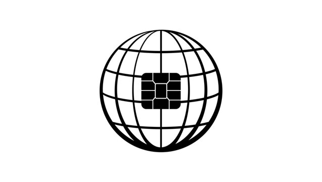 International SIM Card logo, black isolated vector silhouette