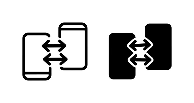 Smartphone Data Transfer Icons, Mobile Device Connection Symbols, Digital Information Exchange Graphics, Two-Way Communication Icons