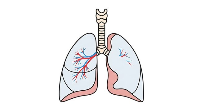 Colorful illustration of human lungs with bronchial tubes.