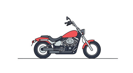 Obraz premium Red and black motorcycle side view.