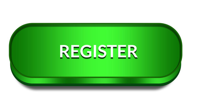 Bright Green Register Button UI Design with Realistic Shadow Effect, Modern Green Register CTA Button with Rounded Glossy Style