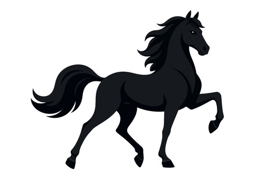 Black Horse Silhouette Running Free.