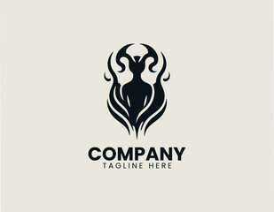 Obraz premium Dark Demon Flame Horn Silhouette Minimalist Black Vector Logo Gothic Abstract Icon
