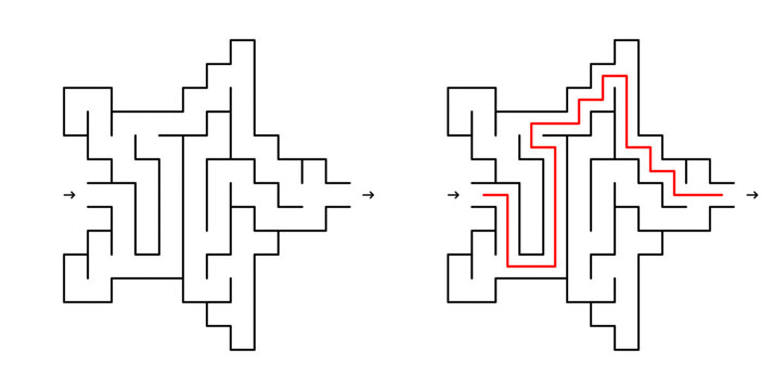 Easy star-shaped maze puzzle on a white background
