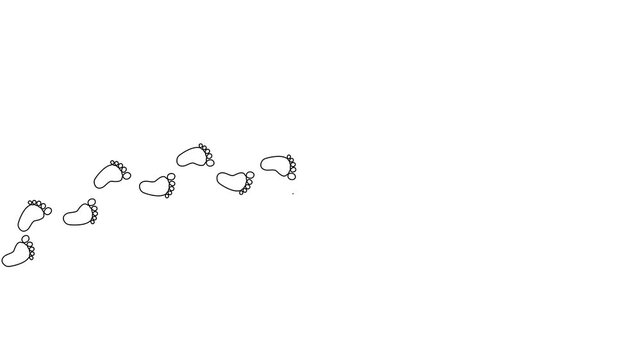 Continuous One Line Baby Footprints Walking Animation Minimal Infant Foot Step Trail
