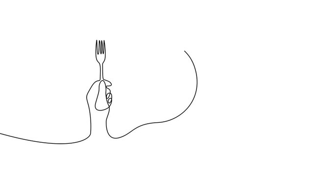 Continuous One Line Dining Plate with Spoon and Knife Minimal Table Setting Animation